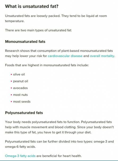 Define saturated and unsaturated fats​