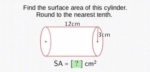 Find the surface area of this cylinder round to the nearest tenth