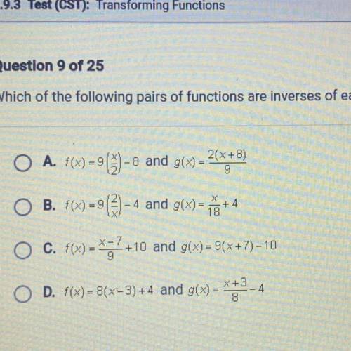 Which of the following pairs of functions are inverses of each other?
I NEED HELP