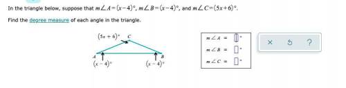 Finding angle measures of a triangle given angles with variables