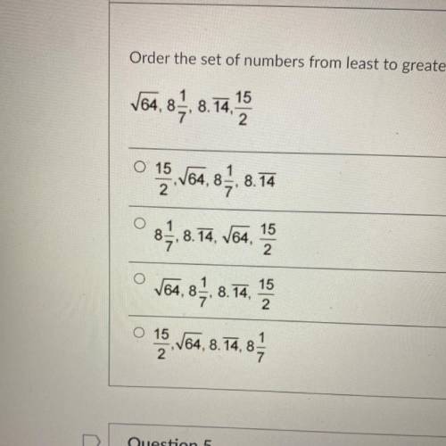 Order the set of numbers from least to greatest.