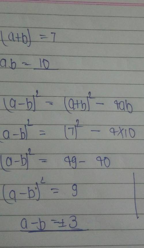 9

Find the value of ab when a =
7
and b =
10
The answer is
(Simplify your answer.)
