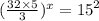 { (\frac{32 \times 5}{3} })^{x}  =   {15}^{2}
