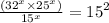 \frac{( {32}^{x}  \times  {25}^{x})}  {  {15}^{x} }  =  {15}^{2}