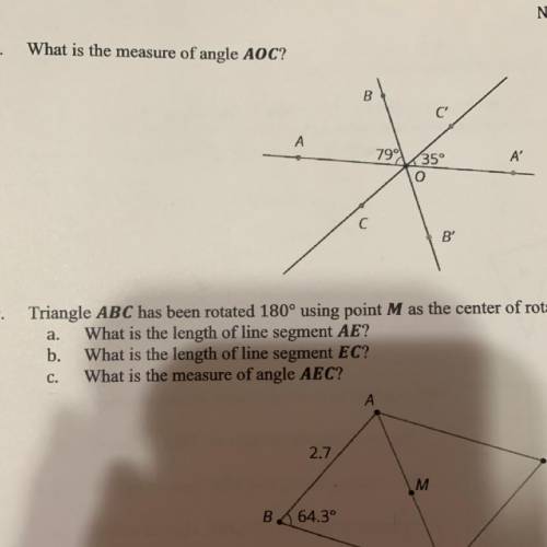 What is the measure of angle AOC? I need help pleaseeee