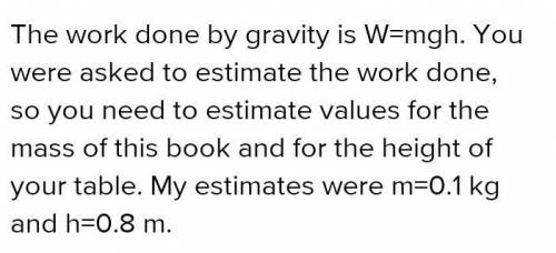 How much work is done by the force of gravity when the book is released?