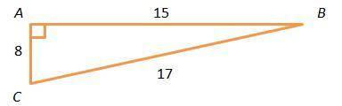 In the triangle above, Eight-fifteenths represents which ratio?

A right triangle is shown. Side A