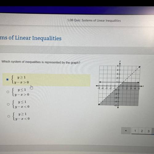 Help please!! which system of inequalities is represented by the graph?