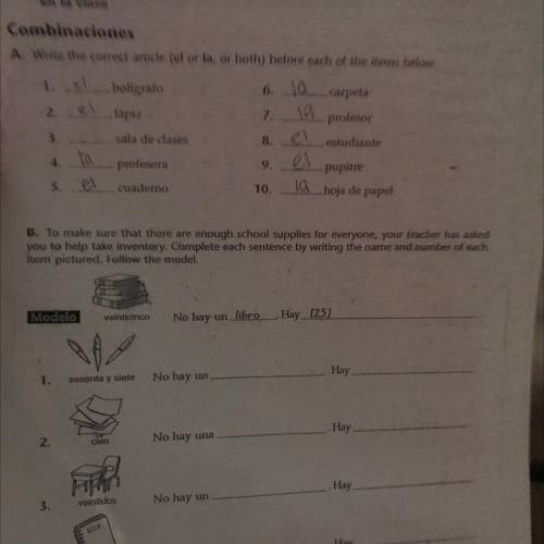 What are the answers for these ? en la clase assignment Spanish