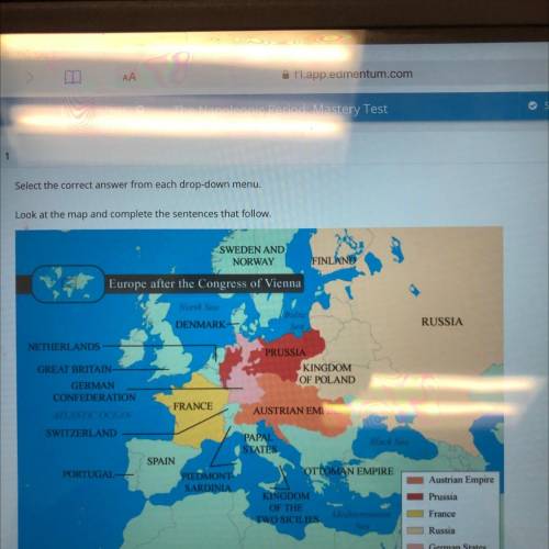 Look at the map and complete the sentences that follow.

SWEDEN AND
NORWAY
FINLAND
Europe after th