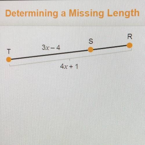 Which expression represents the measure of segment

RS?
O Tx-3
O 7x+5
O +5
O x-3
 x+5
