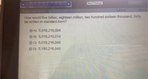 how would five billion eighteen million , two hundred sixteen thousand forty be written in standard