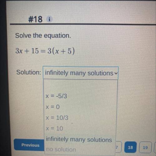 Solve the equation.
3x + 15 = 3(x+5)
Solution:
Pls awnser fast befor 3