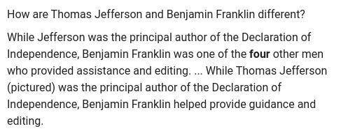 17. How were Jefferson, Franklin and Adams different?