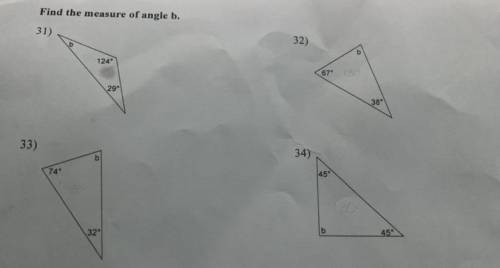 PLZZZZZZZ HELLPPPP MEEEE I HAVE A HEADACHE WITH THIS
Find the measure of angle b.