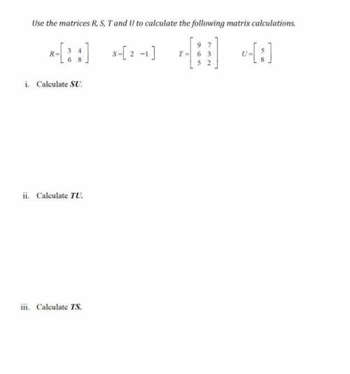 These are matrix calculations please help!!!