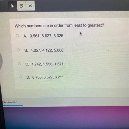 Which numbers are in order from least to greatest