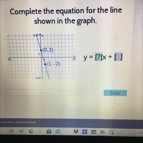Please help will give brainliest

Complete the equation for the line
shown in the graph.
*(0,2)
10