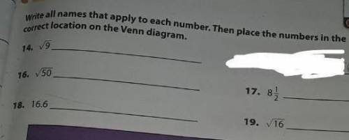 Write all names that apply to this number. Then place the number in the correct location on the ven