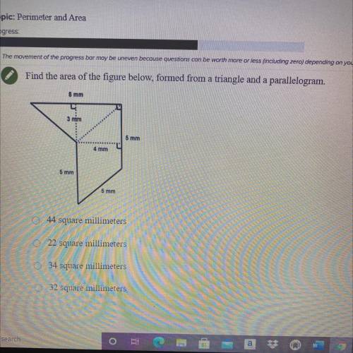 Find the area of the figure below, formed from a triangle and a parallelogram