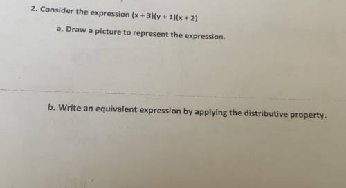 Consider the expression (x+3)(y+1)(x+2) applying the distributive property.