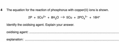 Find the oxidising agent and explain why​