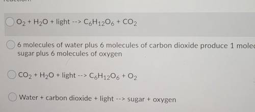 Which of the following does not show a simplified version of the photosynthesis reaction?​