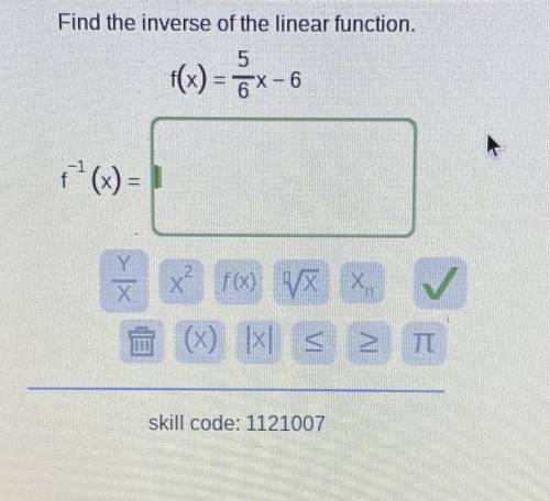 Find the inverse of the linear function.

f(x)= 5/6x-6
I literally have no idea how to do this so