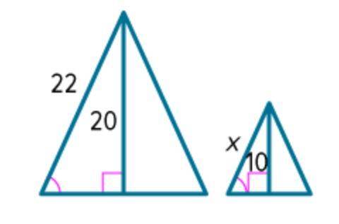 The pair of triangles is similar. Find the value of x.