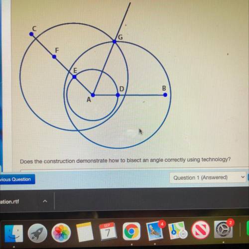 Does the construction demonstrate how to bisect an angle correctly using technology?

A) Yes; circ
