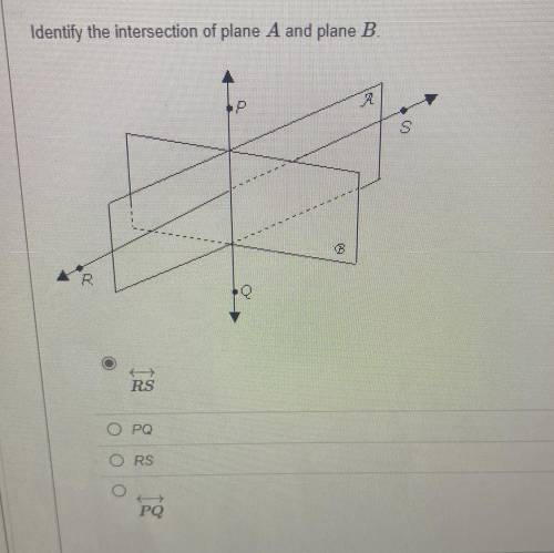 Identify the intersection of plane A and plane B.
pls help