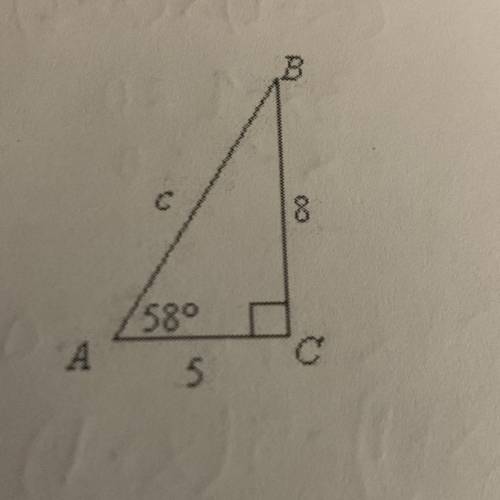 Find c to two decimal places and find the measure of angle B Use your
calculator