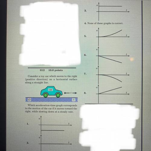 Which acceleration-time graph corresponds to the motion of the car if it moves toward the right, wh