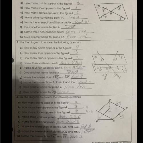 Worksheet Check

This is my geometry worksheet, If you could please tell me what to fix I’d apprec
