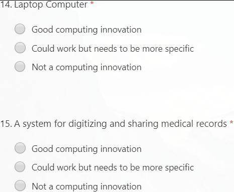 For each of the innovations below. Decide if it is a computing innovation or not. Part 2 Continued.