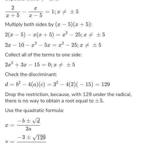 Solve using quadrant equation
2/x+5=1- x+1/5