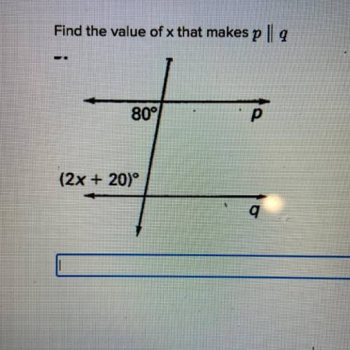 Find the value of x that makes p || q