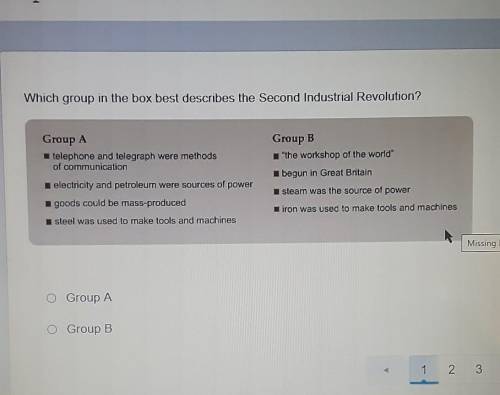 Which group in the box best describes the Second Industrial Revolution? Group A * telephone and tel