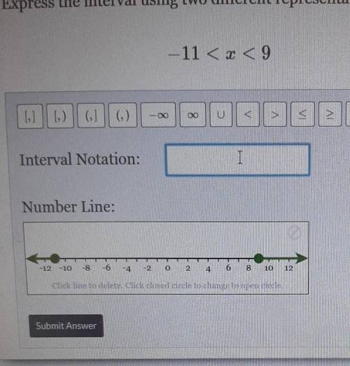 What's the interval notation and number line ​