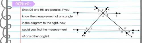 Explain how you can find the measure of angle 12?
How can you find the measure of angle 1?