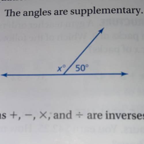 The angles are supplementary 50° and x°