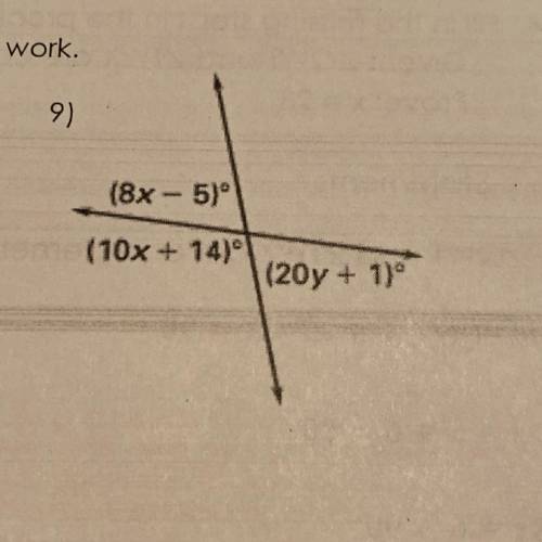 Find the values of x and y. Show all your work.