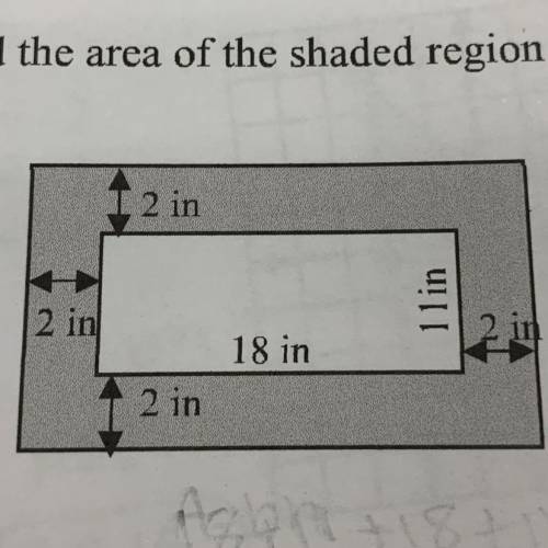 Find the area of the shaded region (in the photo and step by step response please)