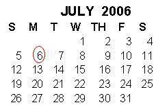 Look at the calendar. When would be two years and forty-five days from the circled date?

A. Augus