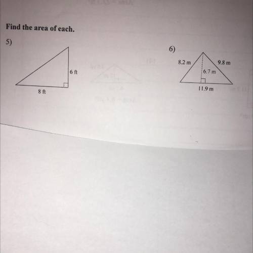 Find area of each triangle ?