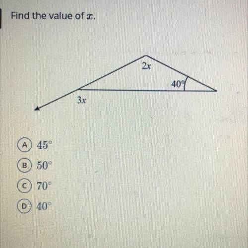 Help me pls! Find the value of x.
