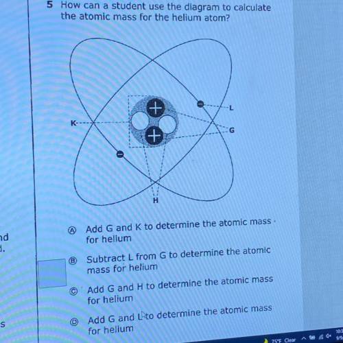 How can a student use a diagram to calculate the atomic mass for the helium atom