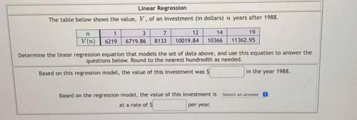 Please help I’ve been stuck on this question forever.

Thank you 
(The Value of investment is eith