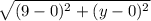 \sqrt{(9-0)^2+(y-0)^2}