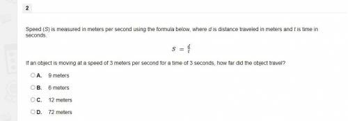Speed (S) is measured in meters per second using the formula below, where d is distance traveled in